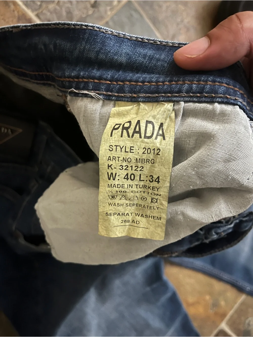 Prada Men’s Medium Blue Slim Straight Jeans